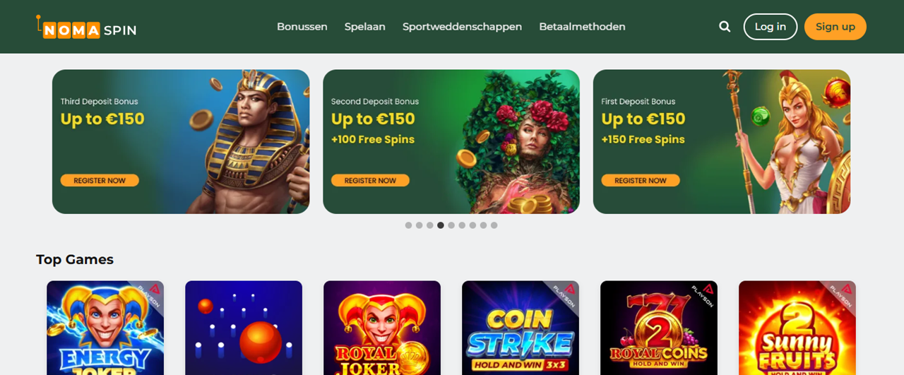 Nomaspin Casino Nederland: €250 WELKOMBONUS + 150 FS