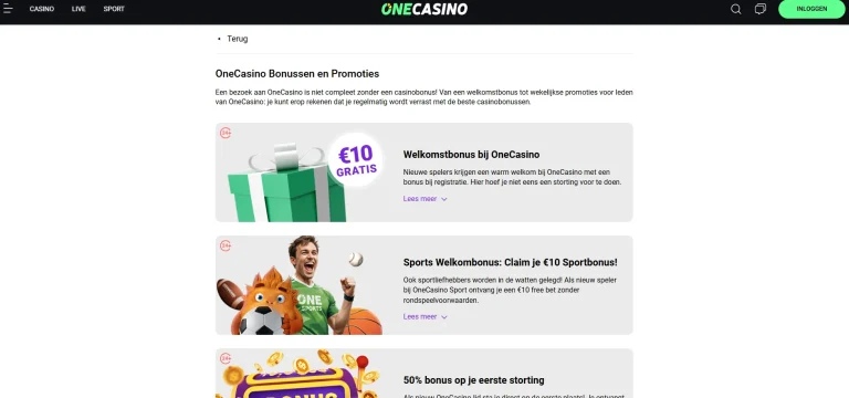 One Casino Bonus Code