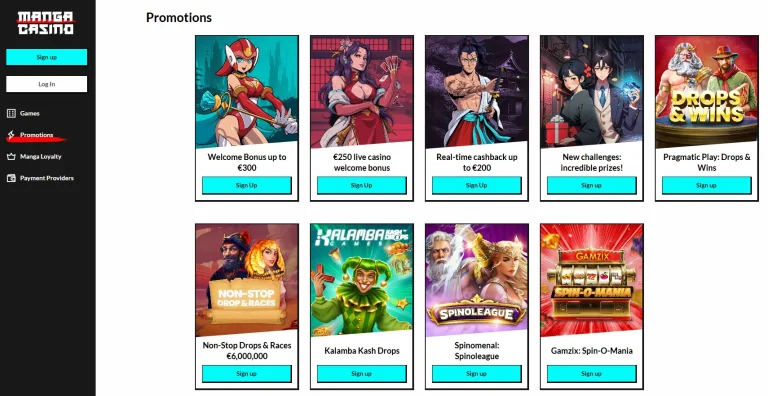 Manga Casino no deposit Bonus