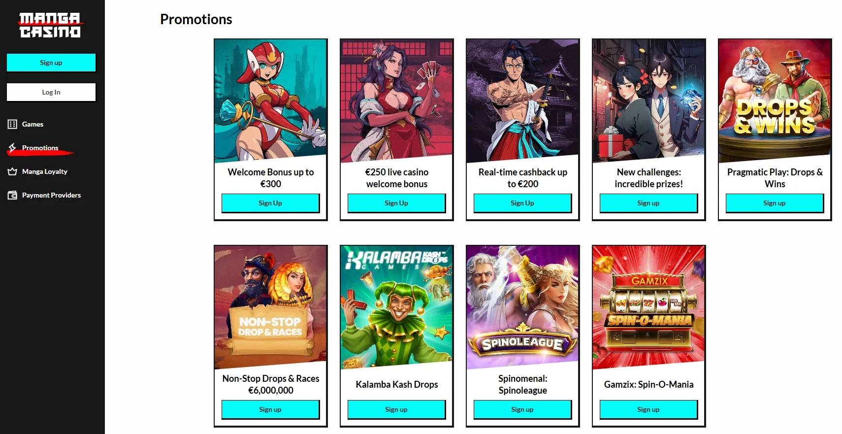 Manga Casino no deposit Bonus